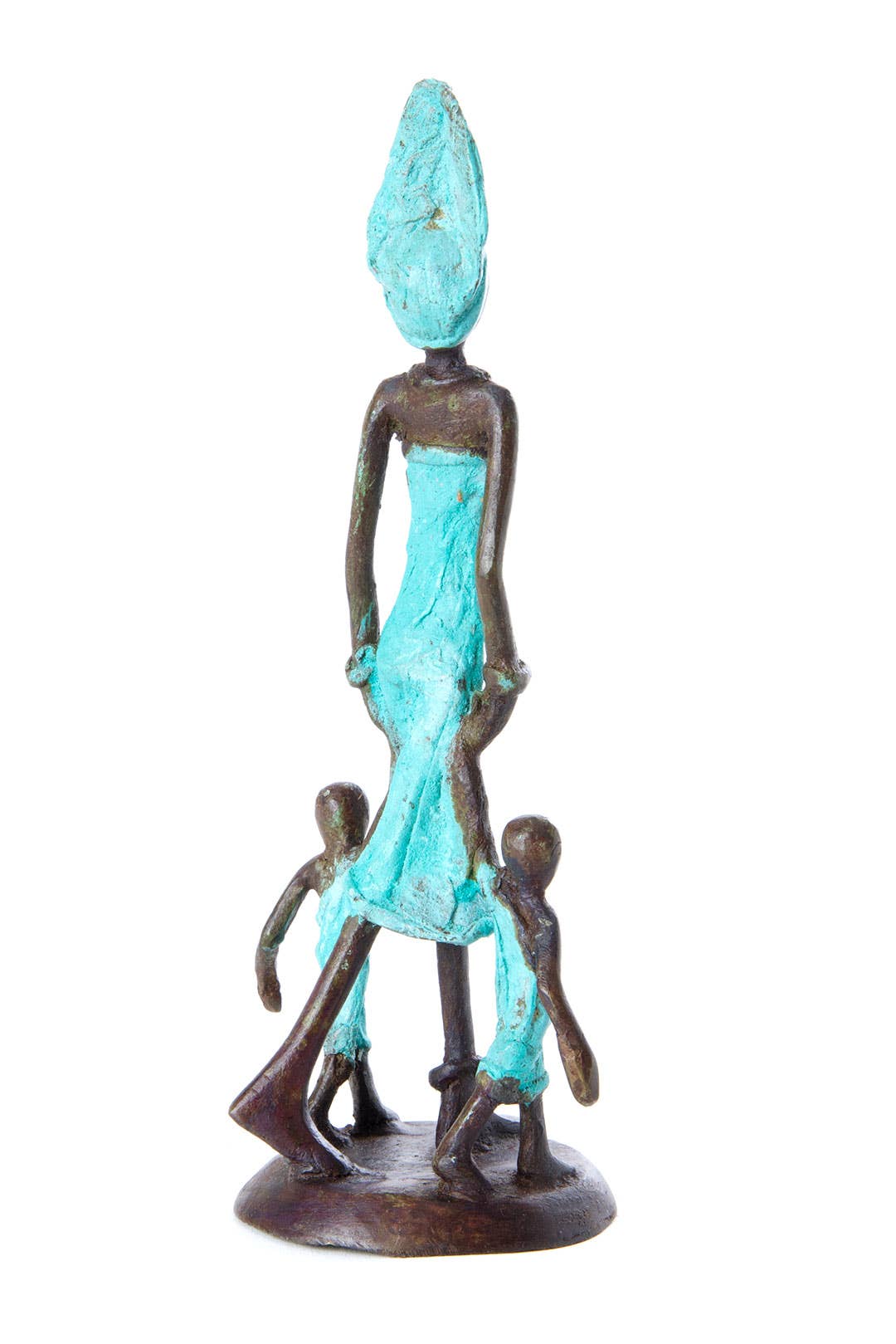 Bronze Mother and Children Walking Sculpture