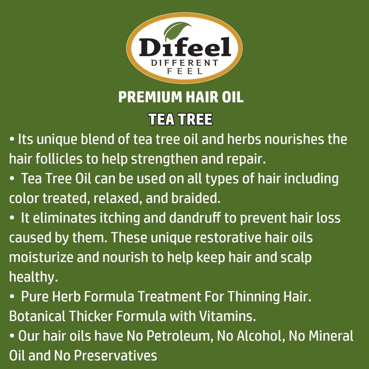 Premium Natural Hair Oil - Tea Tree Oil 8 oz.