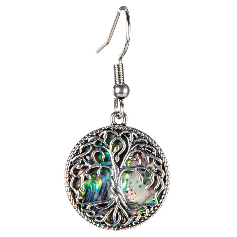ABALONE SHELL TREE OF LIFE EARRINGS