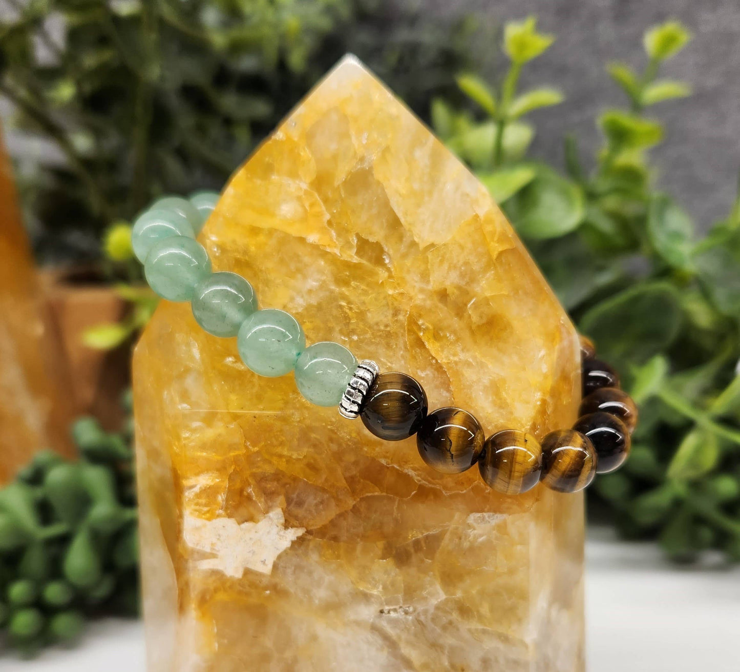 WEALTH: Green Aventurine & Tiger Eye Bracelet 8mm Beads