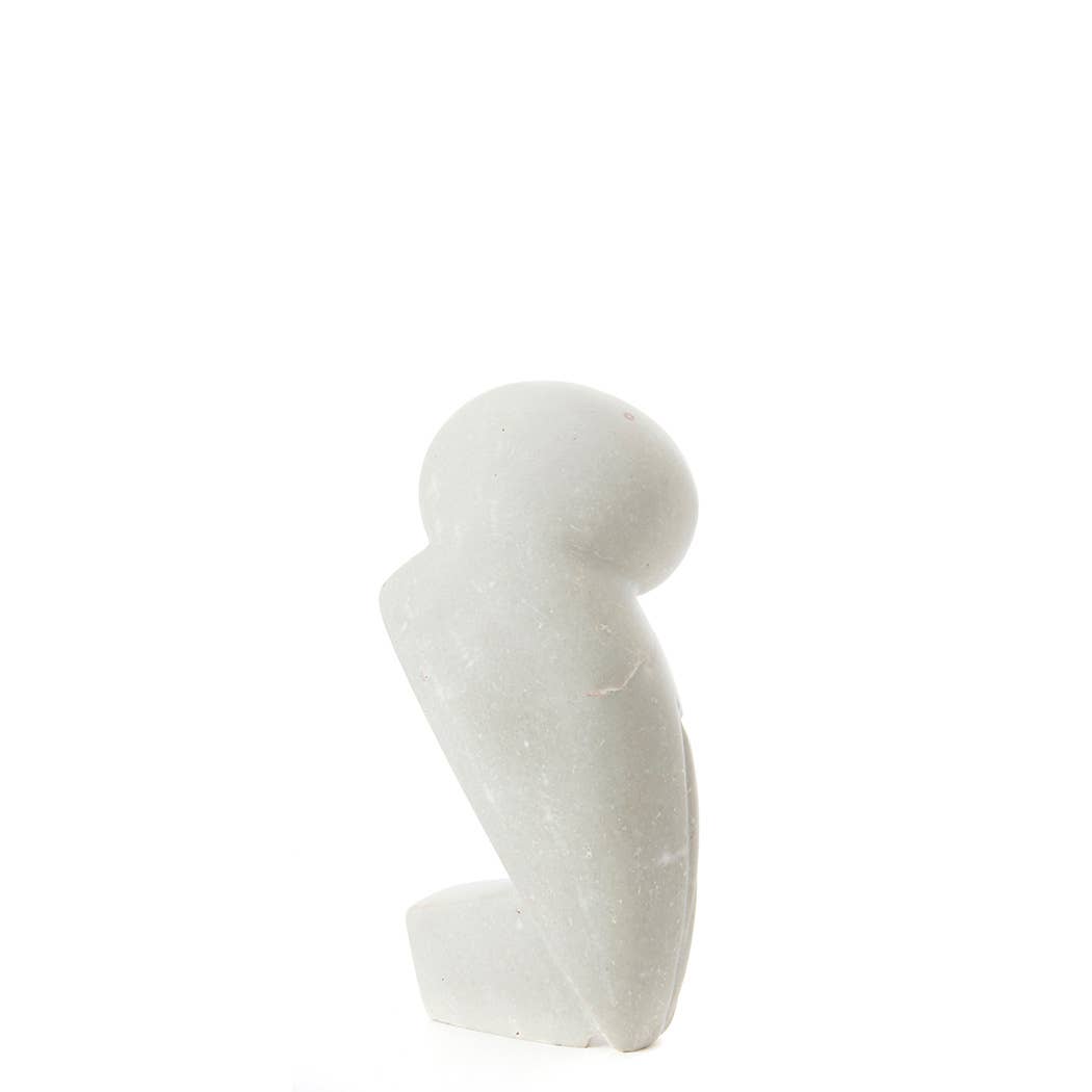 Hand Carved White Serpentine Owl Sculpture