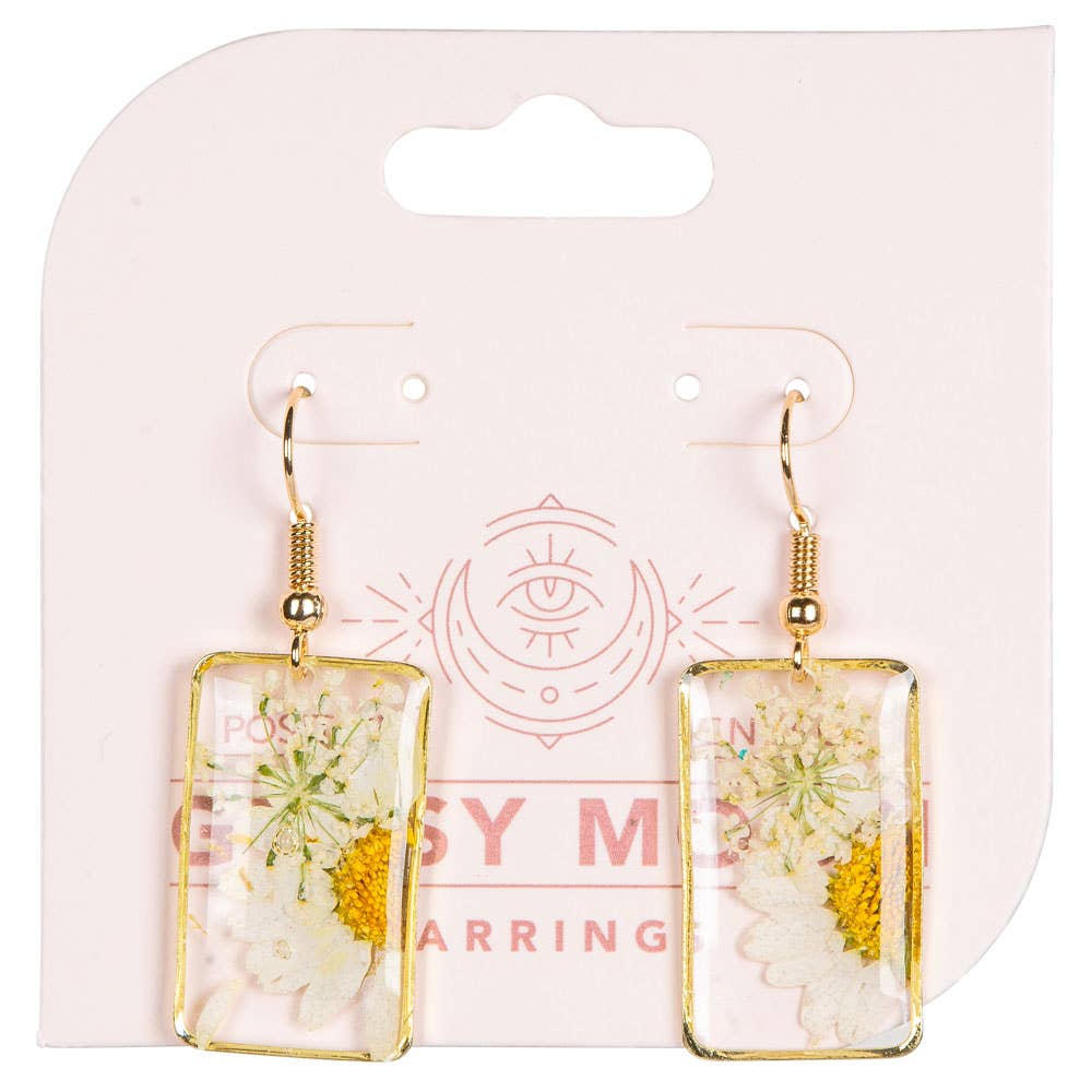 DRIED SUNFLOWER RECANGLE EARRINGS