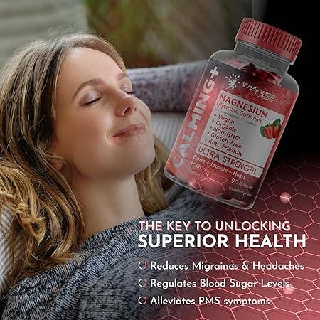 Magnesium Glycinate 1000mg – Strawberry Flavor – 90 Gummies