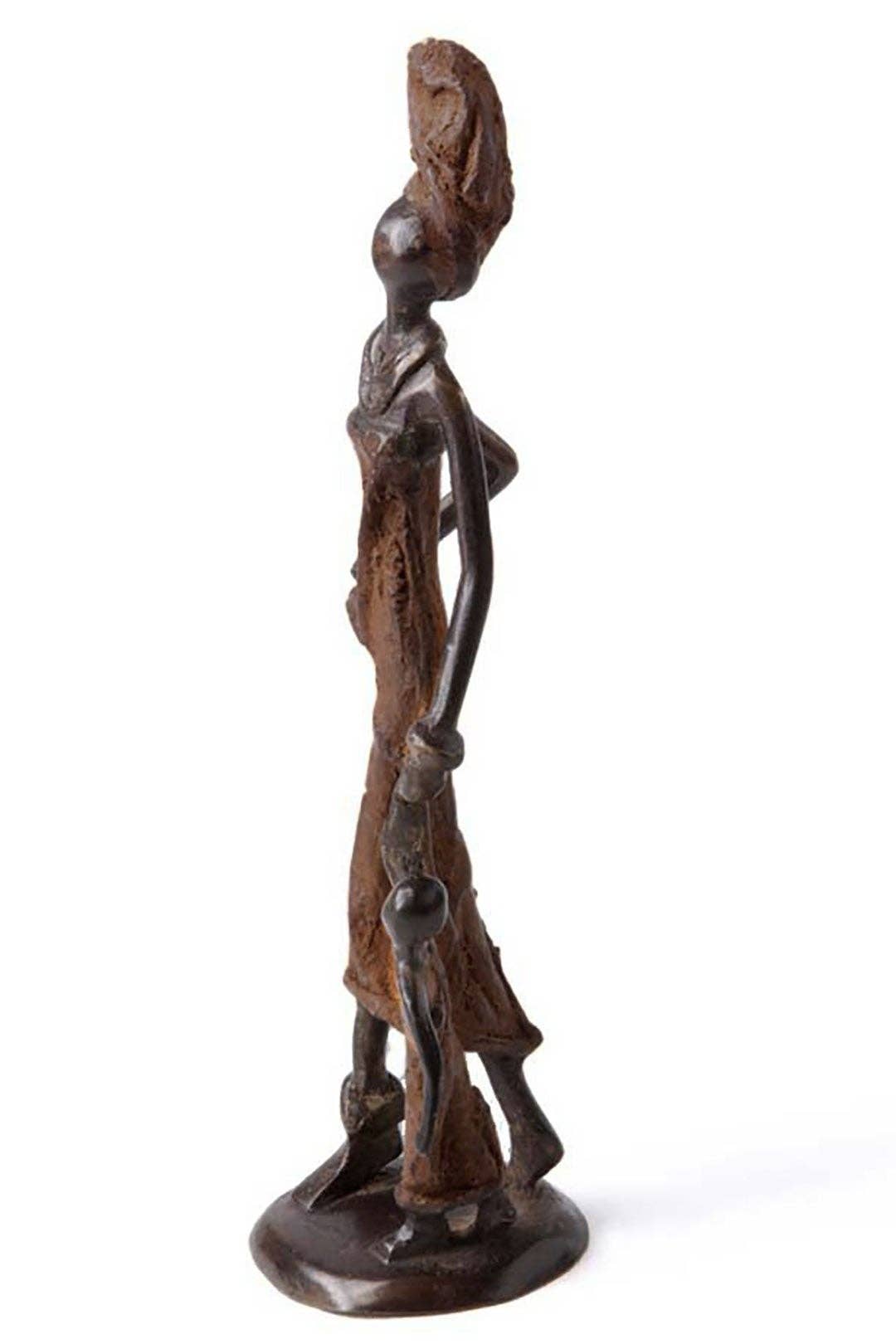 Bronze Mother and Child Walking Sculpture