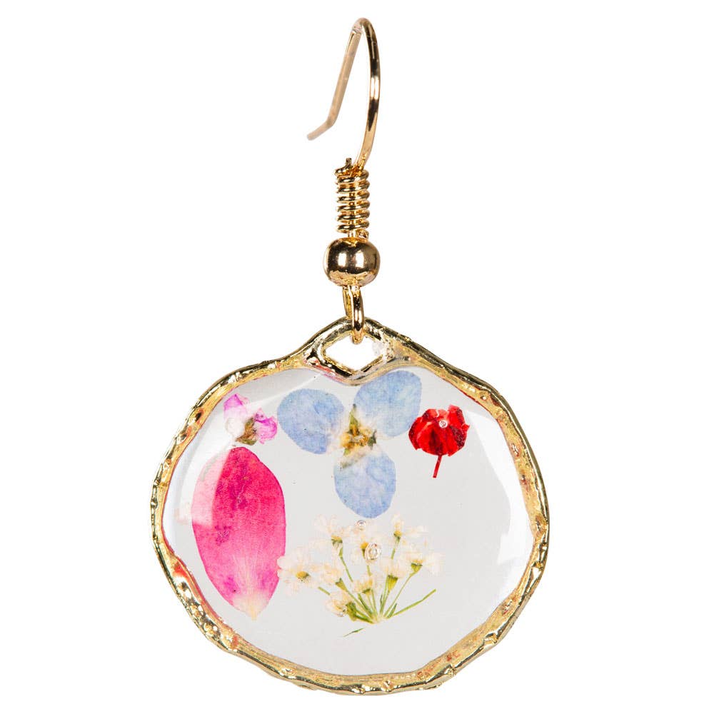 DRIED FLOWER ROUND EARRINGS