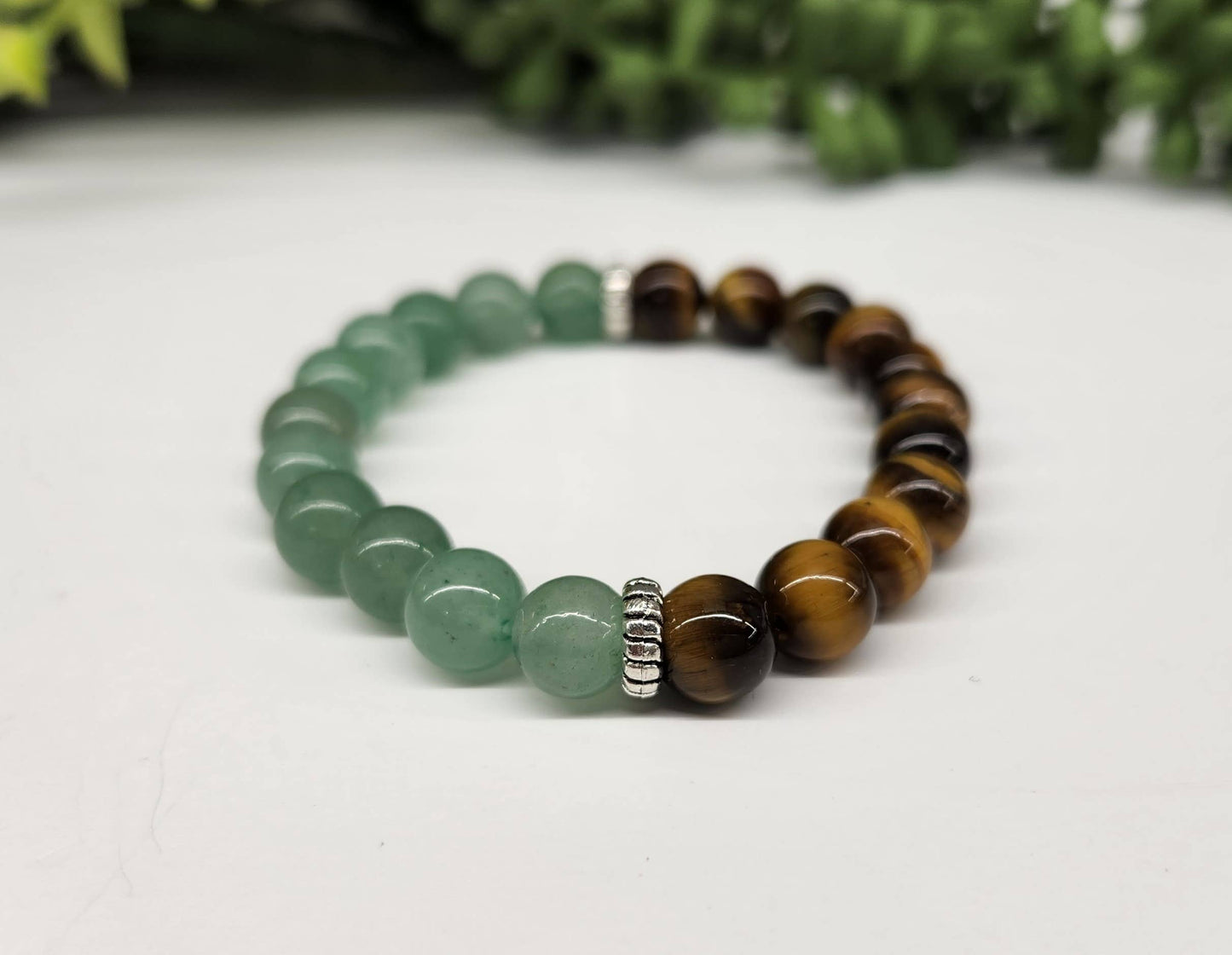 WEALTH: Green Aventurine & Tiger Eye Bracelet 8mm Beads