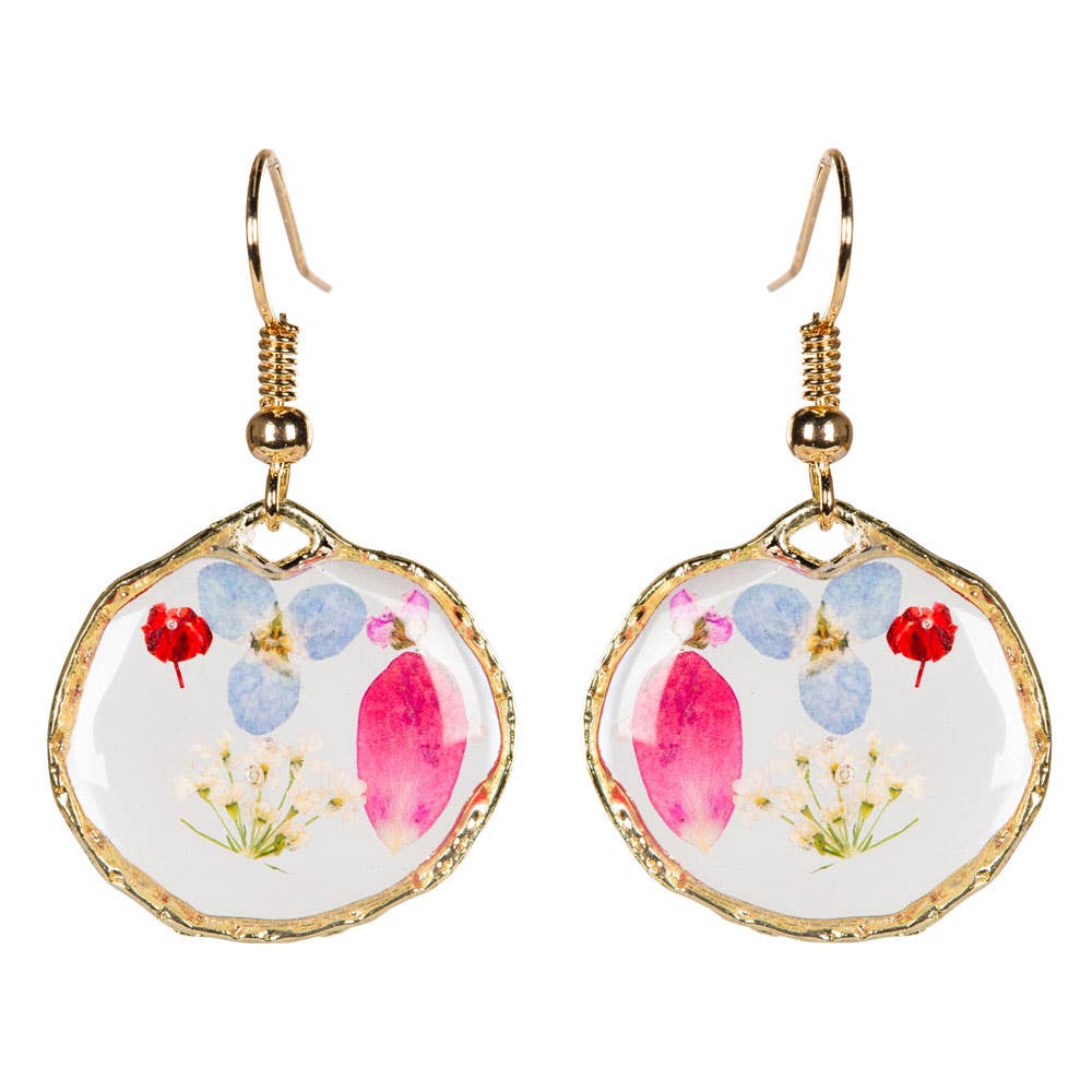 DRIED FLOWER ROUND EARRINGS
