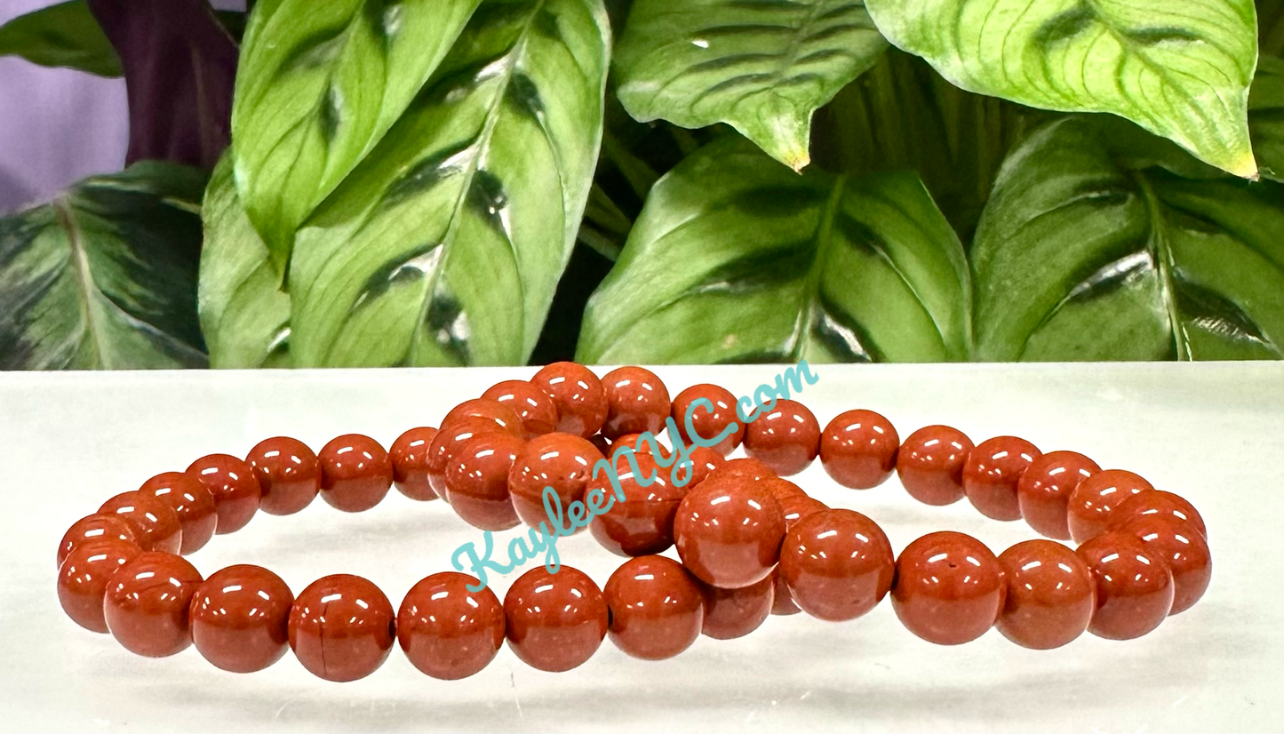 8mm Natural Red Jasper Healing Crystal Stretch Bracelet