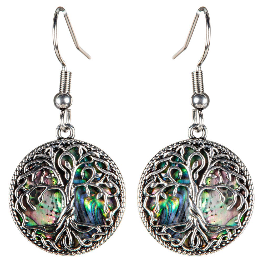 ABALONE SHELL TREE OF LIFE EARRINGS
