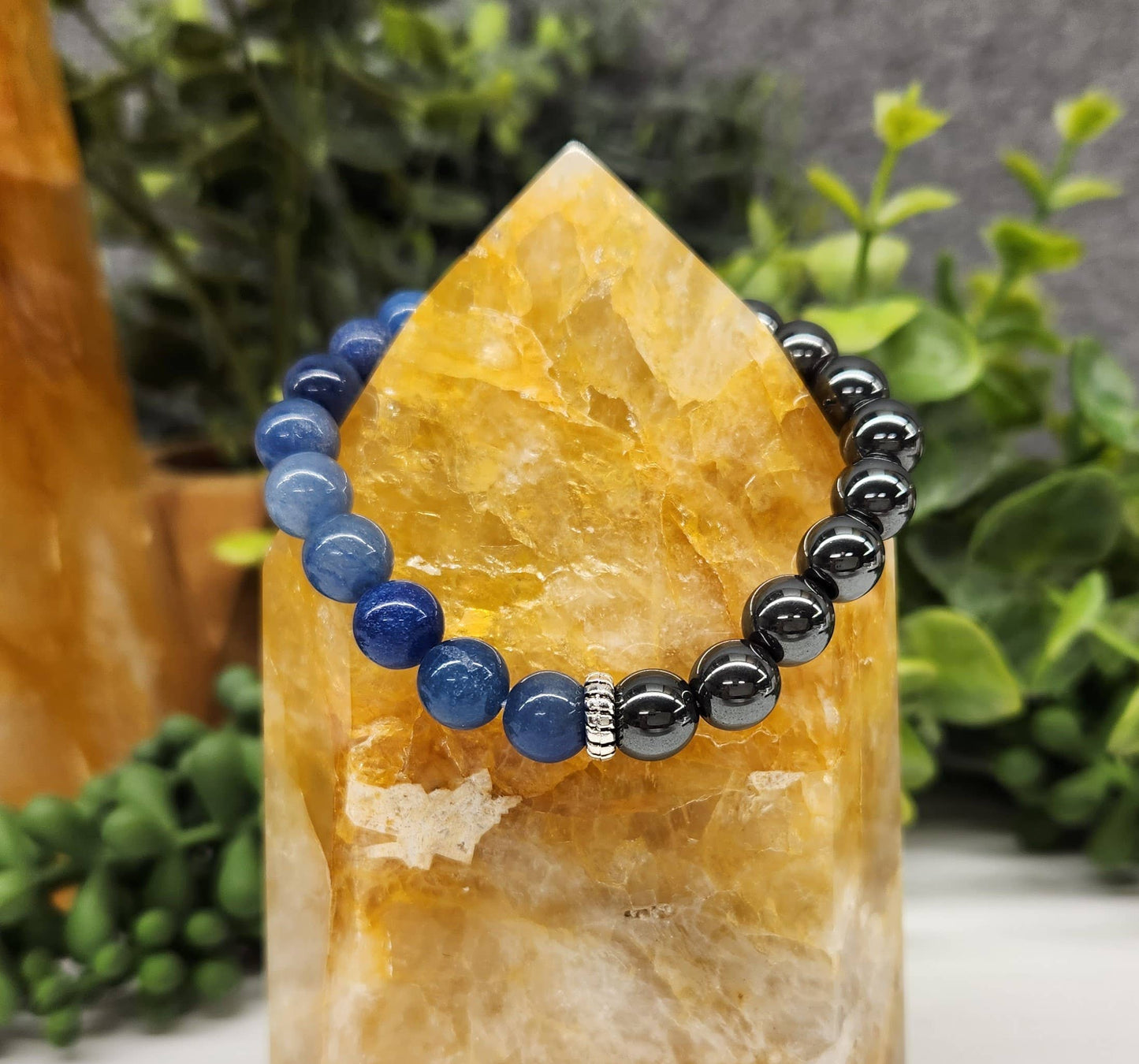 CHANGE/DIRECTION/GROUNDING - Hematite & Blue Avet Bracelet