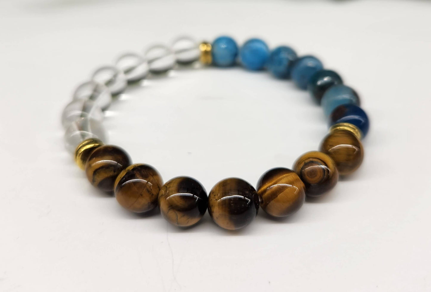 WEIGHT LOSS - Blue Apatite/Tiger eye/Clear Qrtz Bracelet 8MM