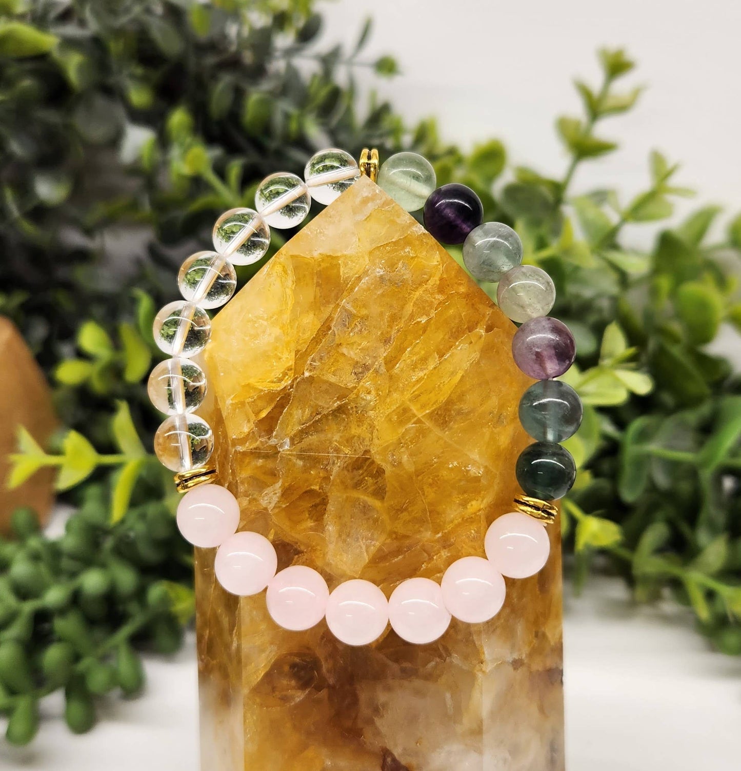 INNER PEACE - Clear Quartz/Rainbow Fluorite/Rose Quartz, 8MM