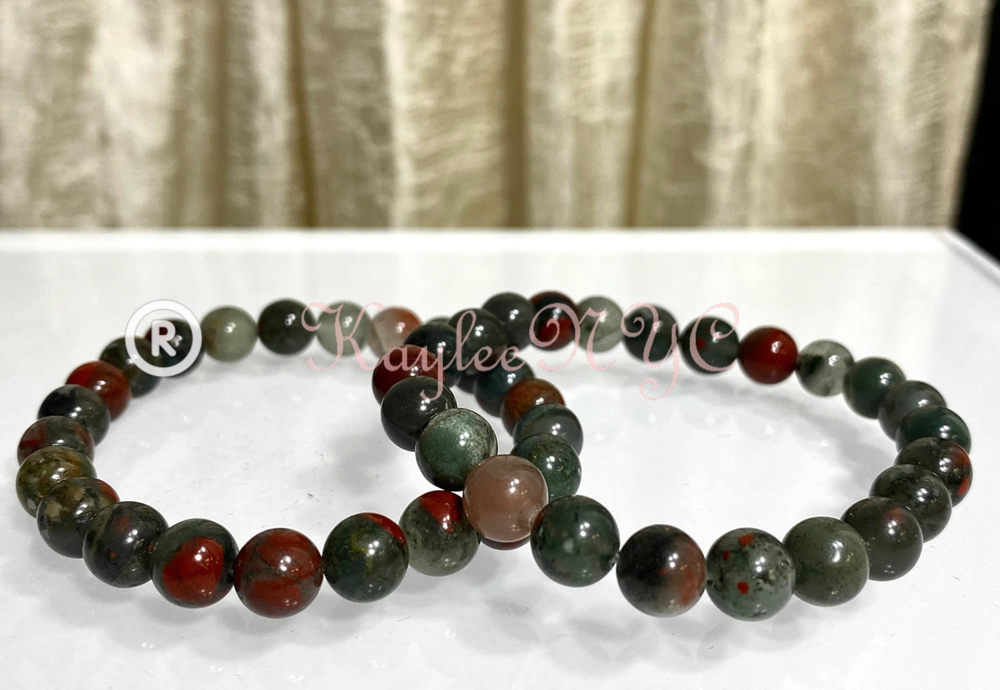 African Bloodstone 8mm 7.5” Stretch Crystal Bracelet