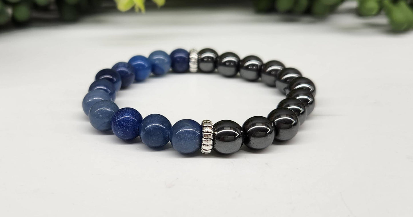 CHANGE/DIRECTION/GROUNDING - Hematite &  Blue Avet Bracelet