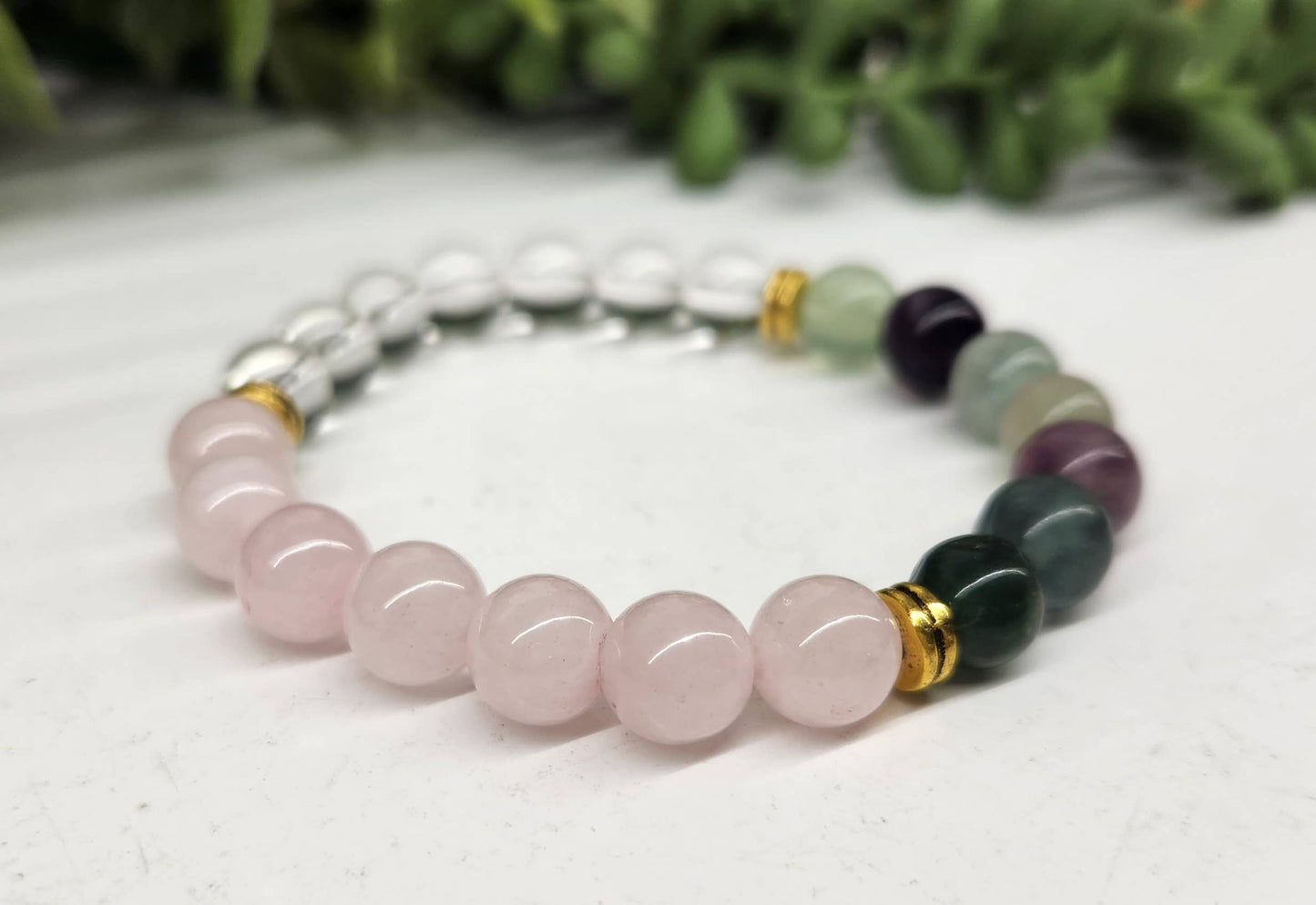 INNER PEACE - Clear Quartz/Rainbow Fluorite/Rose Quartz, 8MM