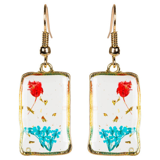 DRIED FLOWER RECTANGLE EARRING