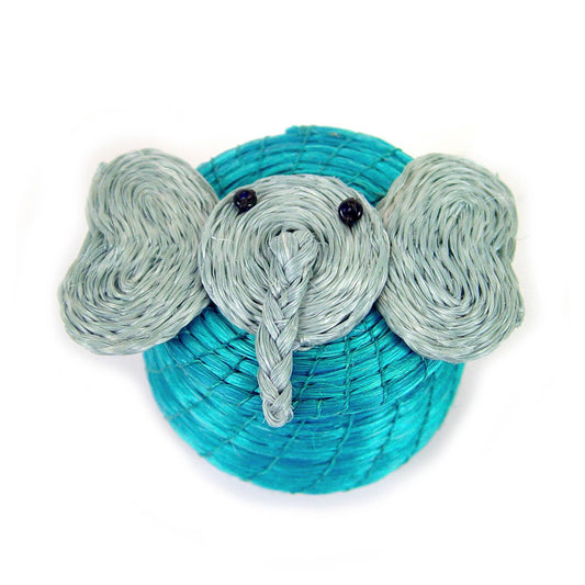 Elephant Lidded Basket - Turquoise Blue