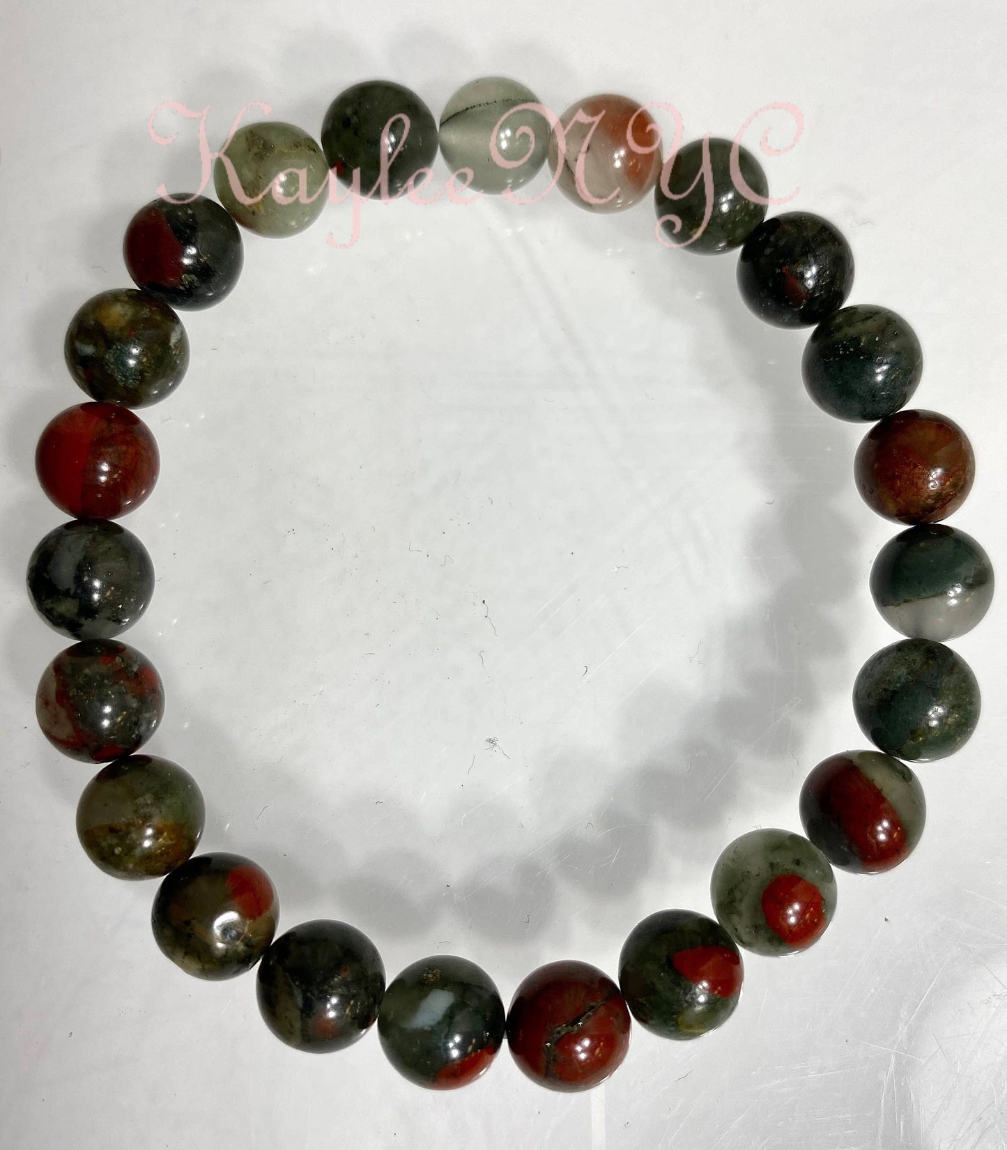 African Bloodstone 8mm 7.5” Stretch Crystal Bracelet