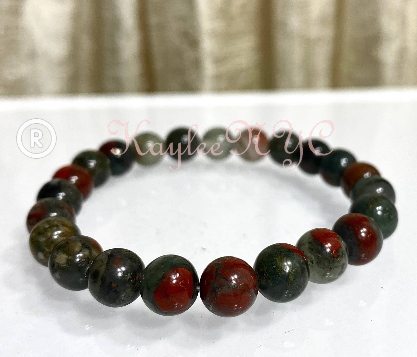 African Bloodstone 8mm 7.5” Stretch Crystal Bracelet
