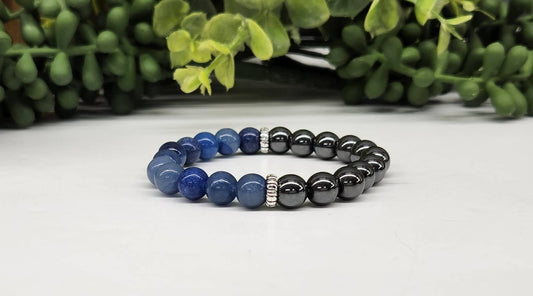 CHANGE/DIRECTION/GROUNDING - Hematite &  Blue Avet Bracelet