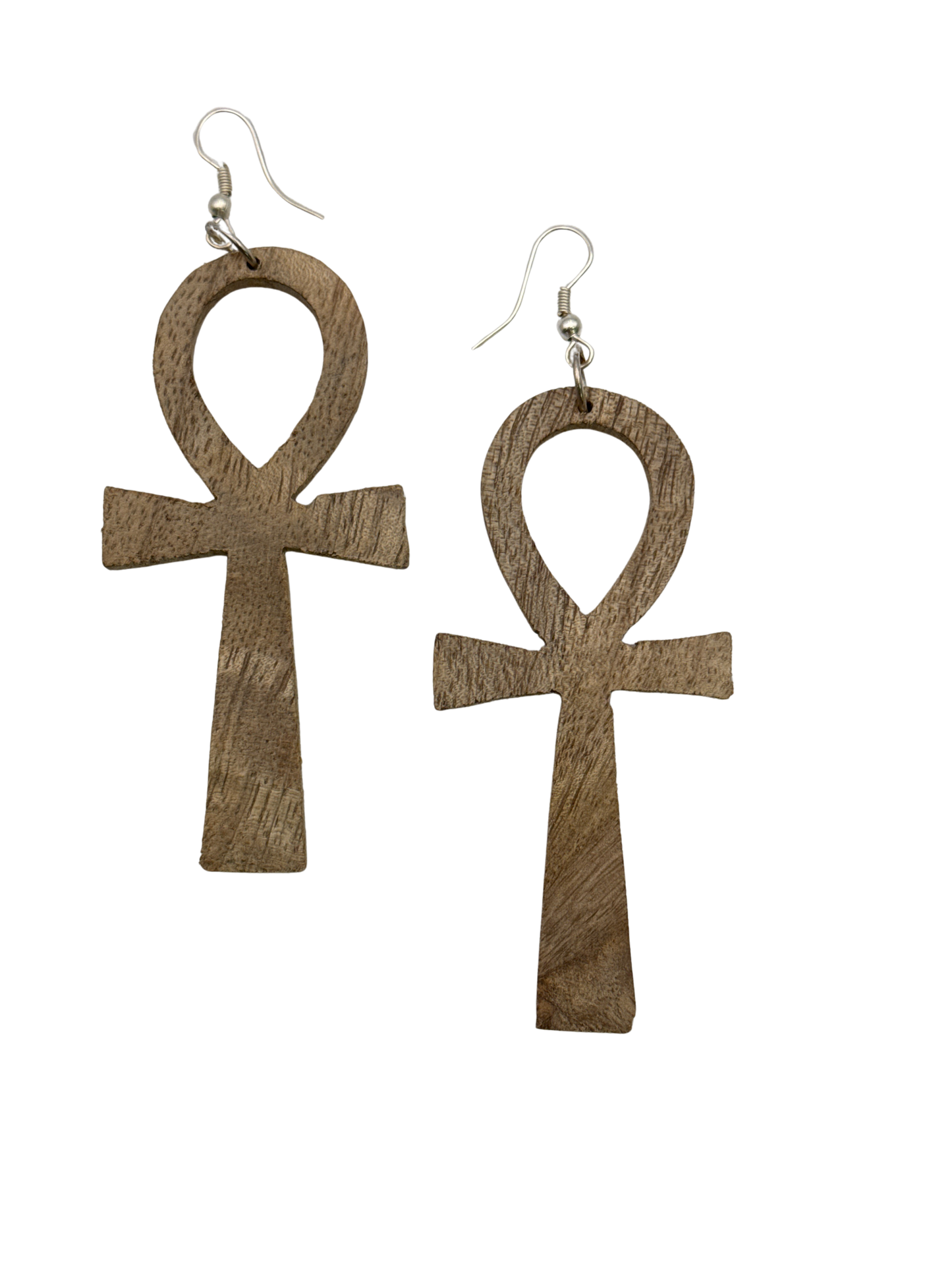 Handcrafted Wooden Ankh Earrings – Symbol of Life & Heritage