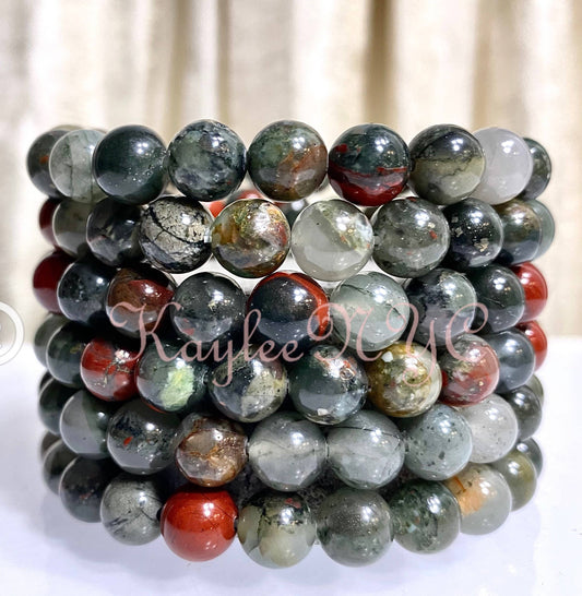African Bloodstone 8mm 7.5” Stretch Crystal Bracelet