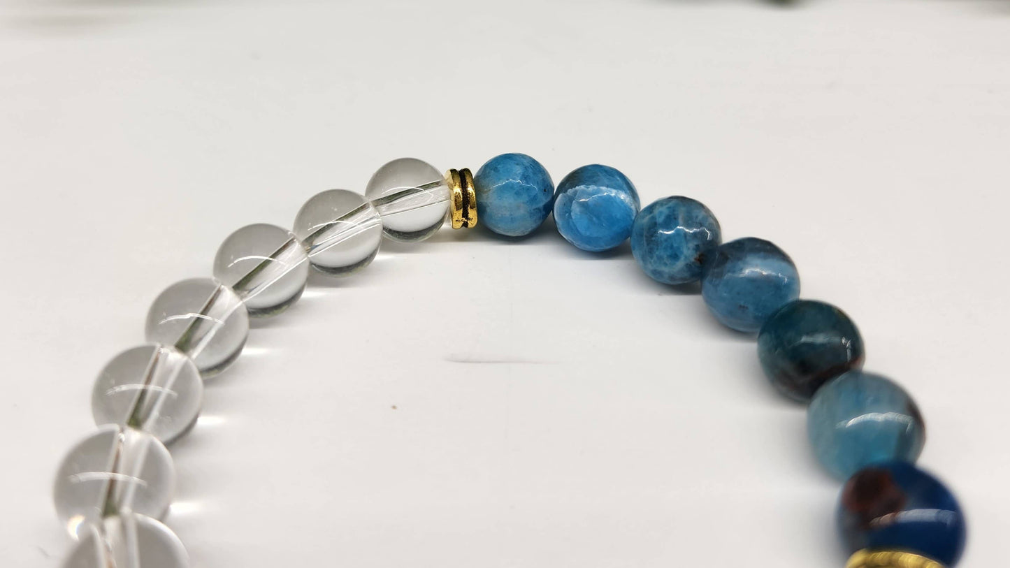 WEIGHT LOSS - Blue Apatite/Tiger eye/Clear Qrtz Bracelet 8MM
