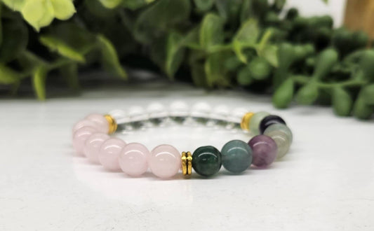 INNER PEACE - Clear Quartz/Rainbow Fluorite/Rose Quartz, 8MM