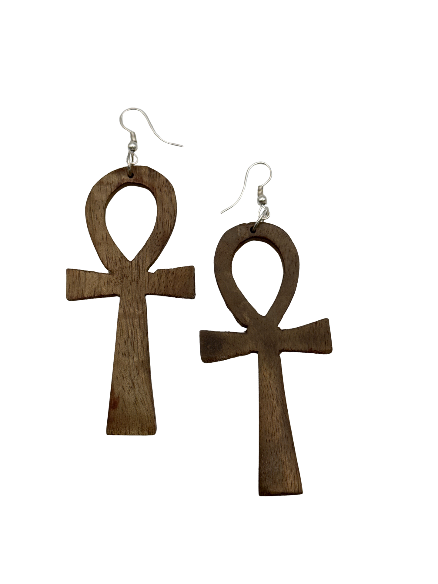 Handcrafted Wooden Ankh Earrings – Symbol of Life & Heritage